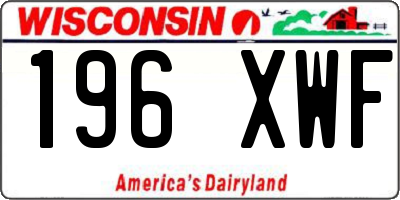 WI license plate 196XWF