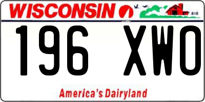 WI license plate 196XWO