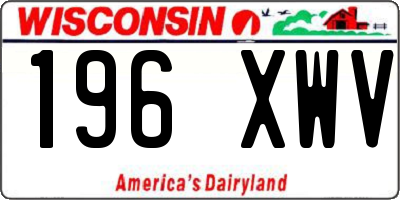 WI license plate 196XWV