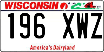WI license plate 196XWZ