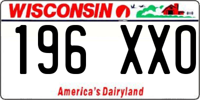 WI license plate 196XXO