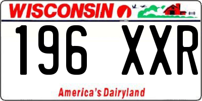 WI license plate 196XXR