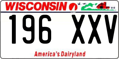 WI license plate 196XXV