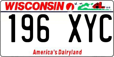 WI license plate 196XYC
