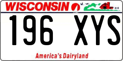 WI license plate 196XYS