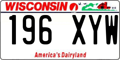 WI license plate 196XYW