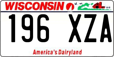 WI license plate 196XZA