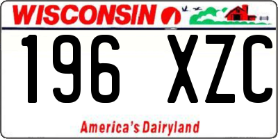 WI license plate 196XZC