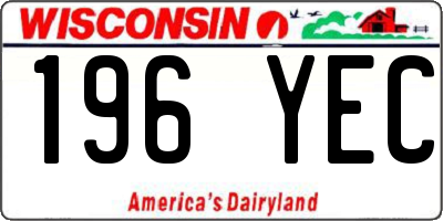 WI license plate 196YEC