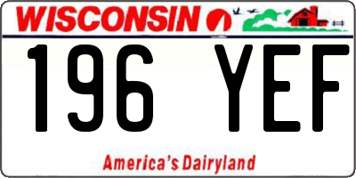 WI license plate 196YEF