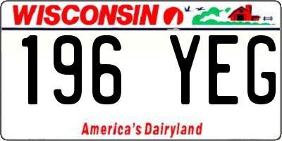 WI license plate 196YEG
