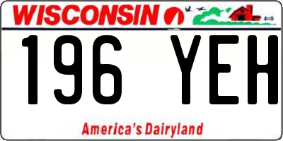 WI license plate 196YEH