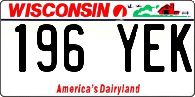WI license plate 196YEK
