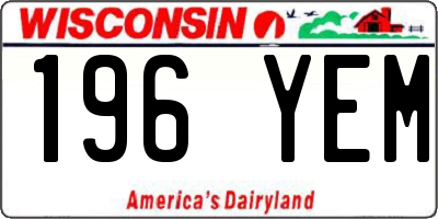 WI license plate 196YEM
