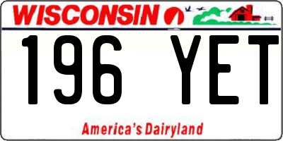 WI license plate 196YET