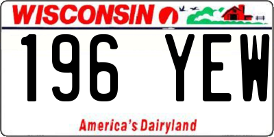 WI license plate 196YEW