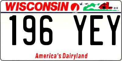 WI license plate 196YEY