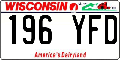 WI license plate 196YFD