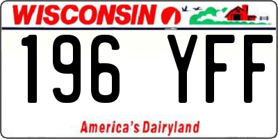 WI license plate 196YFF