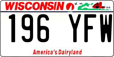 WI license plate 196YFW