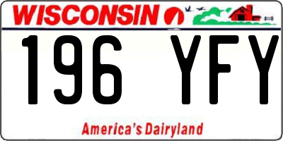 WI license plate 196YFY