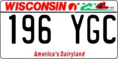 WI license plate 196YGC