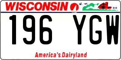 WI license plate 196YGW