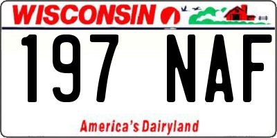 WI license plate 197NAF