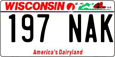 WI license plate 197NAK