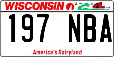 WI license plate 197NBA