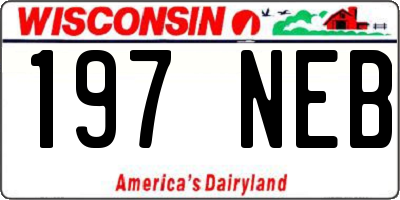 WI license plate 197NEB