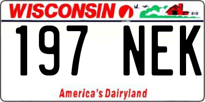 WI license plate 197NEK