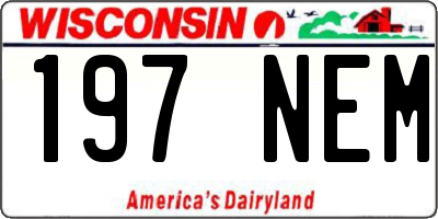 WI license plate 197NEM