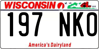 WI license plate 197NKO