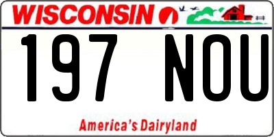 WI license plate 197NOU