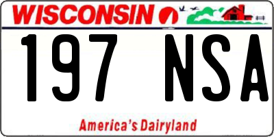 WI license plate 197NSA