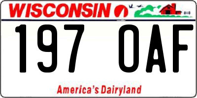 WI license plate 197OAF