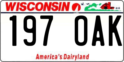 WI license plate 197OAK