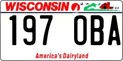 WI license plate 197OBA