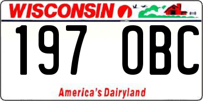 WI license plate 197OBC