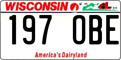WI license plate 197OBE