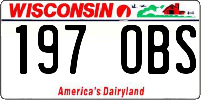 WI license plate 197OBS