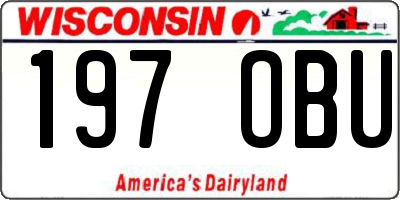 WI license plate 197OBU