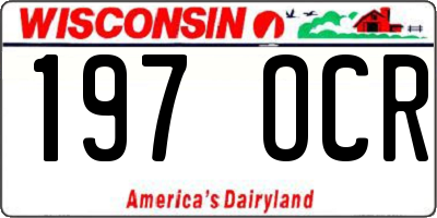WI license plate 197OCR