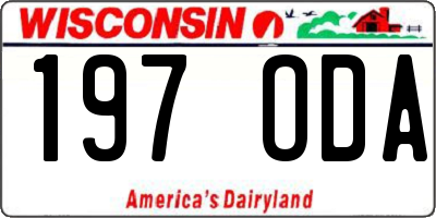 WI license plate 197ODA