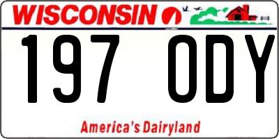WI license plate 197ODY