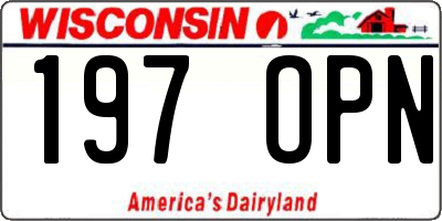 WI license plate 197OPN