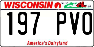 WI license plate 197PVO
