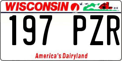 WI license plate 197PZR