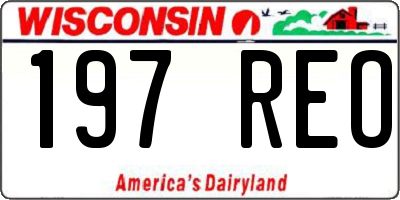 WI license plate 197REO